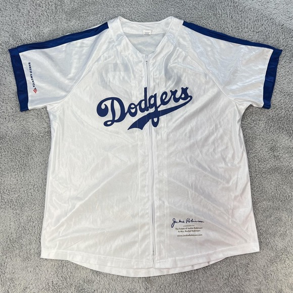 Los Angeles Dodgers Other - Brooklyn Dodgers Jersey Mens XL MLB‎ Baseball Jackie Robinson 42 Full Zip White